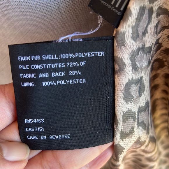 Kenneth Cole coat jacket winter teddy leopard lined ivory off white large EUC - Picture 3 of 7